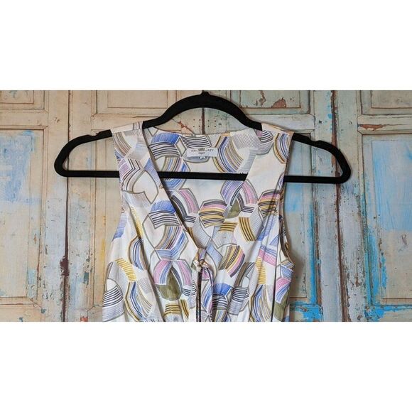 Waverly Grey Womens Medium Multicolor Geometric V Neck Fit And Flare Dress - Picture 3 of 8